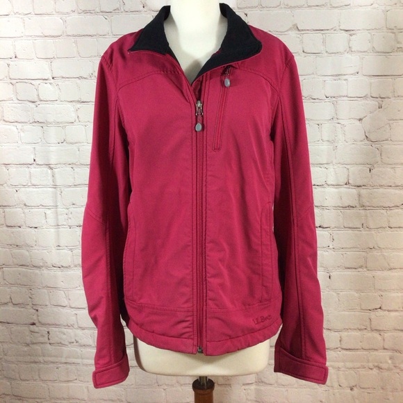 Women’s L.L. Bean Pink & Black Soft Shell Full Zip Jacket - Size Small - Picture 1 of 7